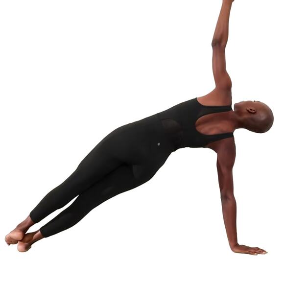 Athleta Salutation Mesh 7/8 Bodysuit Black Size Large - Picture 3 of 12